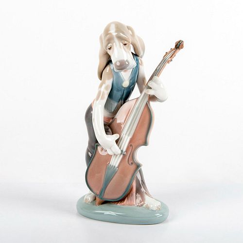 Dog Playing Bass Fiddle 1001154 - Lladro Porcelain Figurine