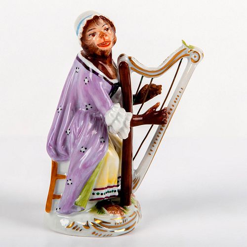 Vintage Volkstedt Monkey Band Figurine, Harpist