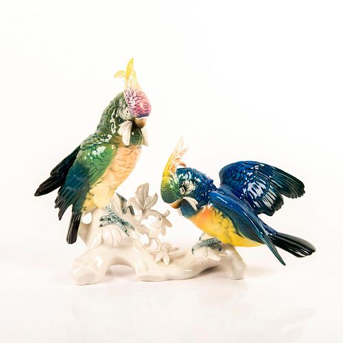 ENS Karl Volkstedt German Porcelain Figurine, Parrots