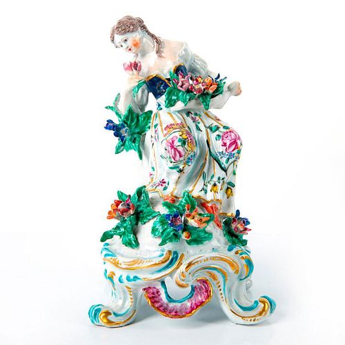 Vintage Ceramic Figurine, Woman With Flowers
