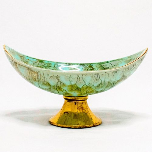 Unusual Delft Oval Bowl Mid-Century Modern Lustre Glaze