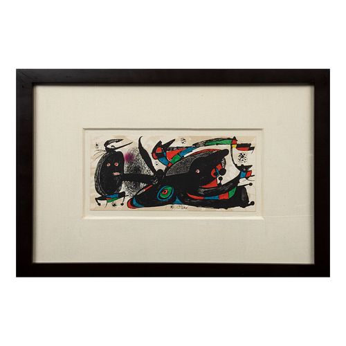 JOAN MIRÓ. Inglaterra, de la serie Miró Escultor No. 3 1974-1975. Firmada en plancha. Litografía sin número de tiraje. 20 x 40 cm.