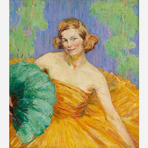 Agnes Millen Richmond "Young Woman with Fan" Oil/Canvas