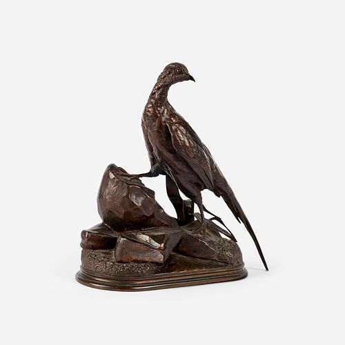 Jules Moigniez Bronze "Pheasant on a Rocky Outcrop"