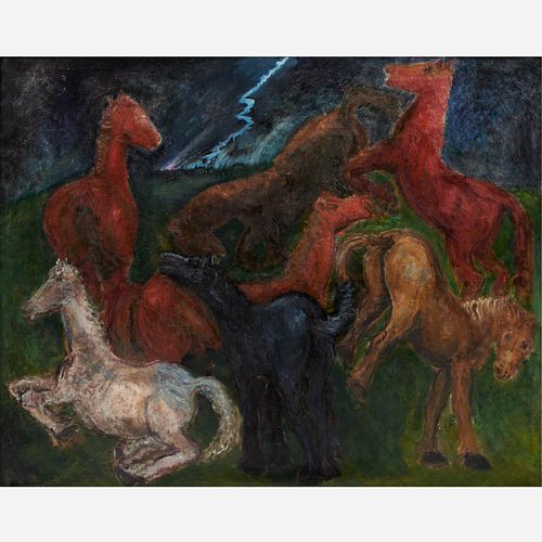 Jens Sondergaard (Danish, 1895-1957) Large "Horses" Oil