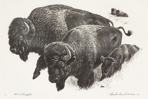 Charles Banks Wilson (1918-2013) "Mural Buffalo" Litho