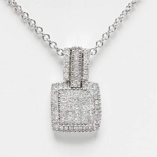 Pendant and chain in 18k white gold