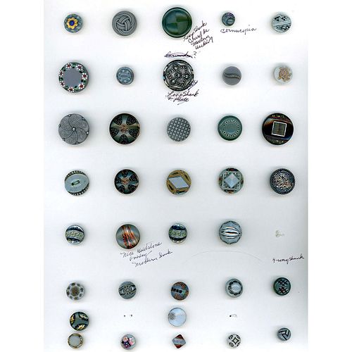 1 & 1/2 CARDS OF DIV. 3 BLACK GLASS & GRAY GLASS BUTTONS