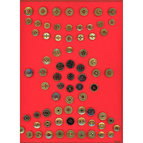 5 CARDS OF ASSORTED METAL AND VI OVERALL BUTTONS