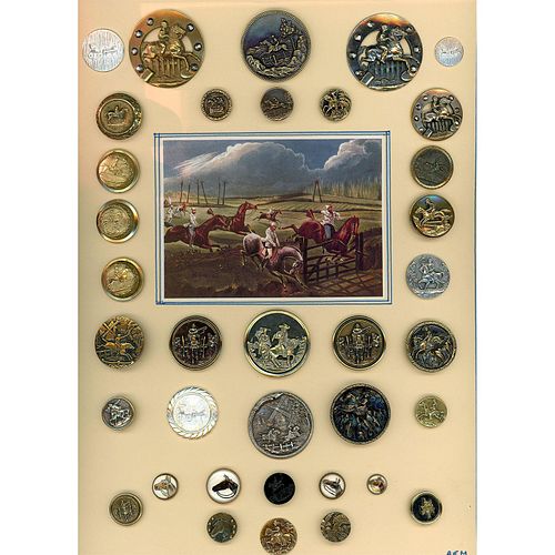 A CARD OF DIV 1 & 3 MOSTLY METAL HORSE BUTTONS