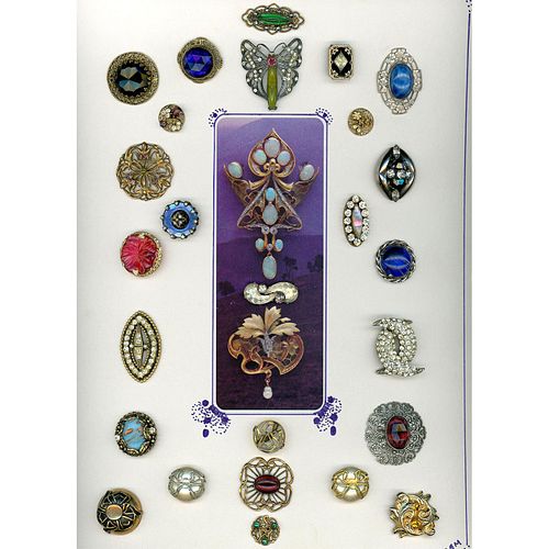 A CARD OF DIV 1 & 3 ASSORTED JEWEL AND PASTE BUTTONS