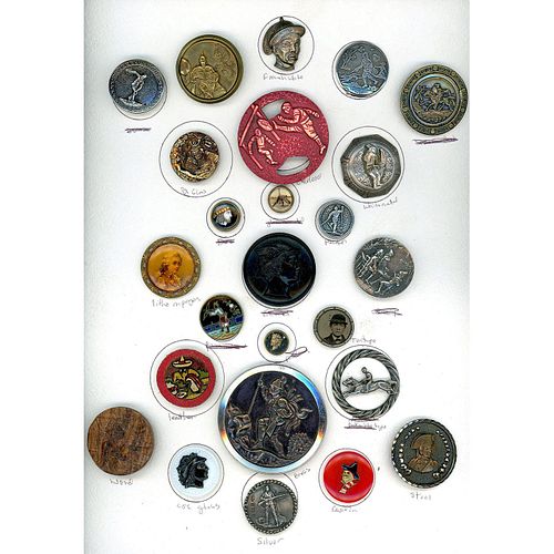 CARD OF DIV 1 & 3 ASSORTED MATERIAL FIGURE/HEAD BUTTONS