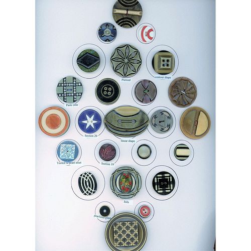 CARD OF ASSORTED CELLULOID BUTTONS INCLUDING WAFERS