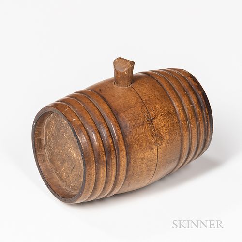 Small Turned Barrel-form Wood Canteen