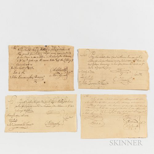 Four Connecticut Militia Company Reimbursement Documents for Service on the Lexington Alarm, April 19, 1775