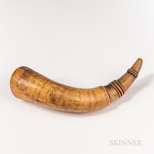 Carved Hunting Powder Horn