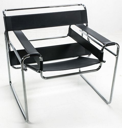 A WASSILY TYPE ARM CHAIR OF MODERN DESIGN