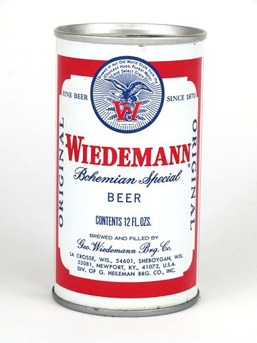 1968 Wiedemann Bohemian Special Beer 12oz Tab Top Can T134-32