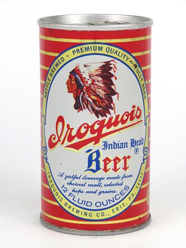 1971 Iroquois Indian Head Beer 12oz Tab Top Can T82-16