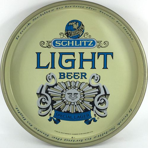 1976 Schlitz Light Special Lager Beer 13 inch Serving Tray