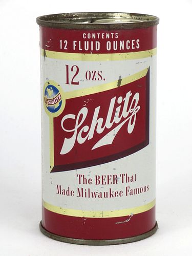 1954 Schlitz Beer (Milwaukee) 12oz Flat Top Can 129-29v