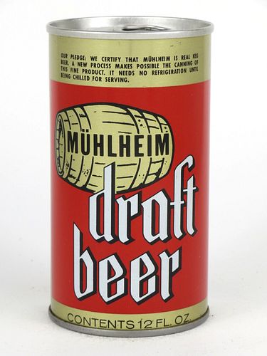 1967 Muhlheim Draft Beer 12oz Tab Top Can T95-13