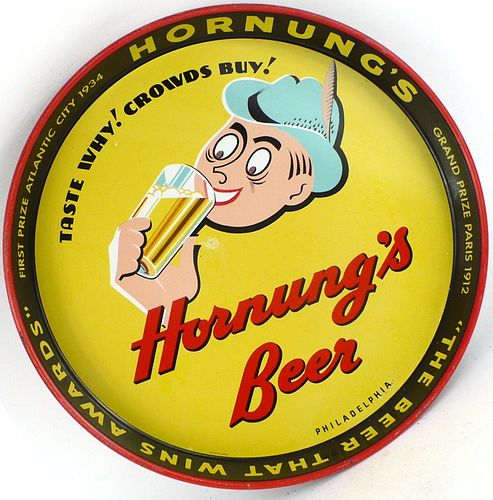 1938 Hornung's Beer 12 inch Serving Tray