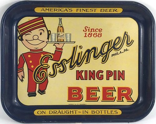1935 Esslinger King Pin Beer 10 ½x 13½ inch Serving Tray