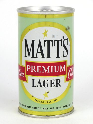 1966 Matt's Premium Lager Beer 12oz Tab Top Can T92-04