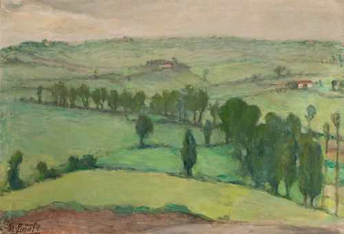 NICANOR PIÑOLE (Gijón, 1878 - 1978). "Landscape". Oil on canvas. With repainting and restorations. Signed in the lower left corner. Measurements: