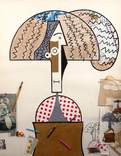MANOLO VALDÉS BLASCO (Valencia, 1942) 
"Composition", 1982-1983. 
Collage on paper. 
Signed in the lower left corner. 
Measurements: 90 x 71,5 cm; 103