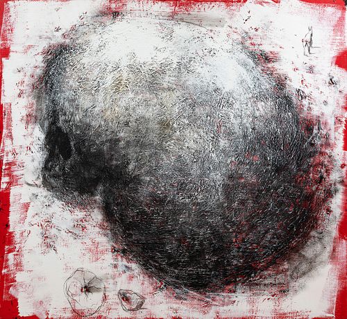 MIQUEL BARCELÓ ARTIGUES (Felanitx, Mallorca, 1957). 
"Crâne à l'Âne", 2006. 
Mixed media on canvas. 
Signed, dated and titled on the back. 
With label