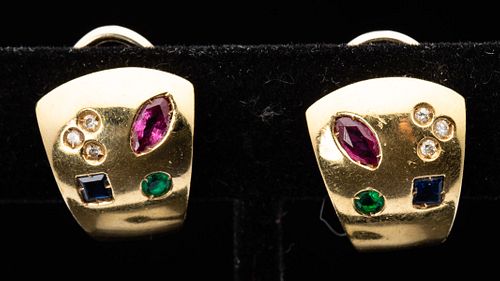 22K Gold & Semi-Precious Stone Earrings