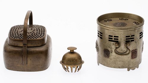 Two Asian Incense Burners and a Bell