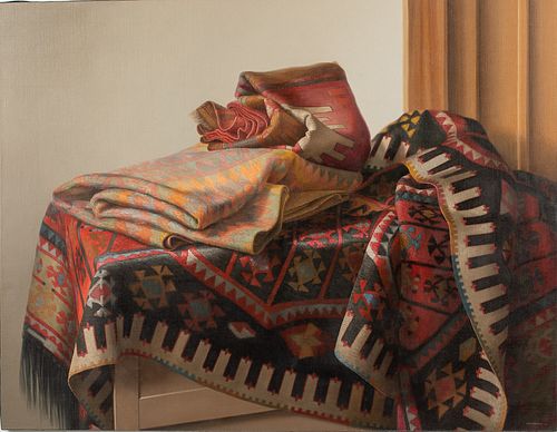 Enrique Campuzano, Still Life of Weavings, O/C, 1990