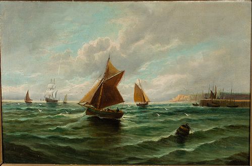 English School, Sailing Ships, Oil on Canvas, 19th C