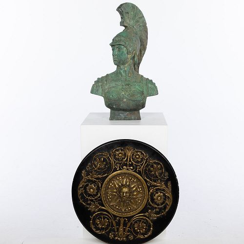 Bronze Bust of a Roman Soldier and a Wall Medallion