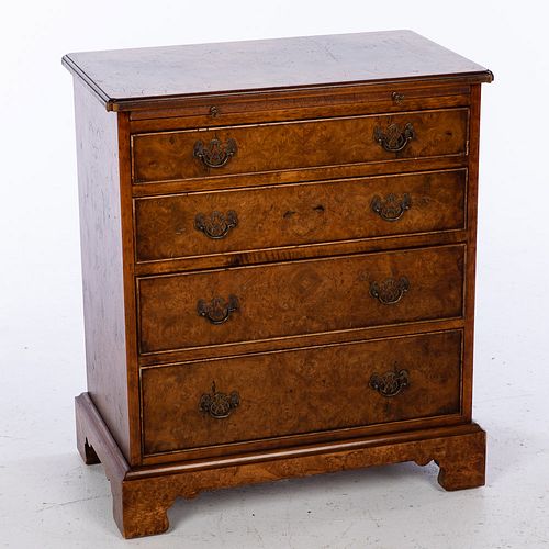 English Burlwood Small Chest of Drawers, 20th C