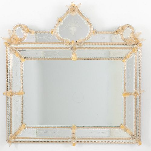 Venetian Glass Overmantel Mirror, 20th C