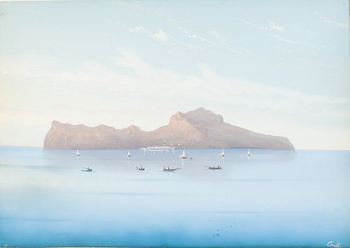 Giuseppe Corelli, Seascape, Gouache, Probably 19th C
