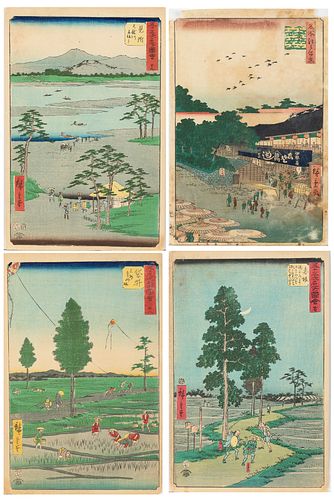 4 Hiroshige (Japanese, 1797-1858) Woodblock Prints