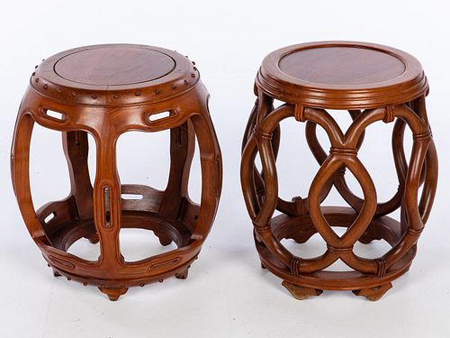 Two Chinese Rosewood Garden Seats, 20th Century