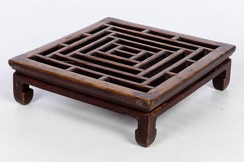 Chinese Carved Wood Footstool, 19th Century