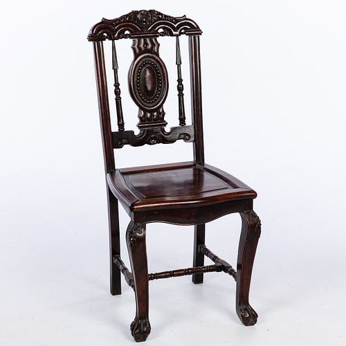 Chinese Carved Hardwood Side Chair, 19th Century