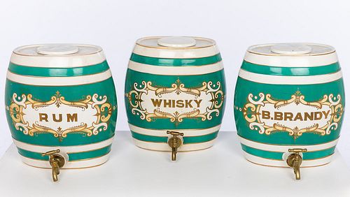 3 English Stoneware Liquor Casks