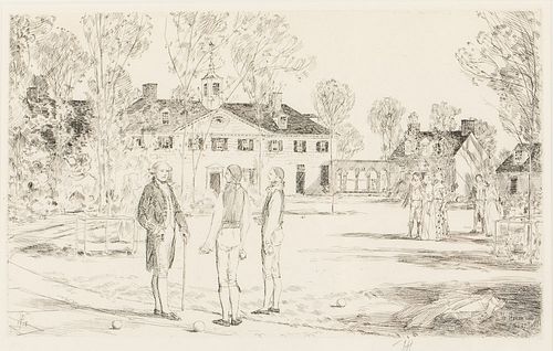 Childe Hassam, Bowling on the Green, Etching