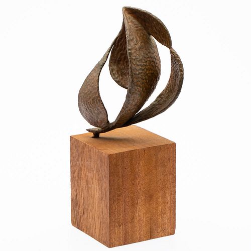 Unsigned Bronze Abstract, on a Wood Stand