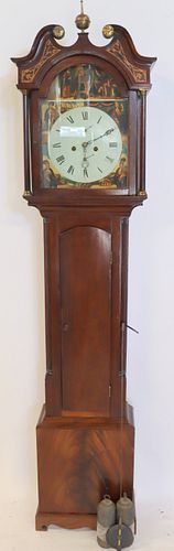 Antique Mahogany Grandfather Clock With Hand