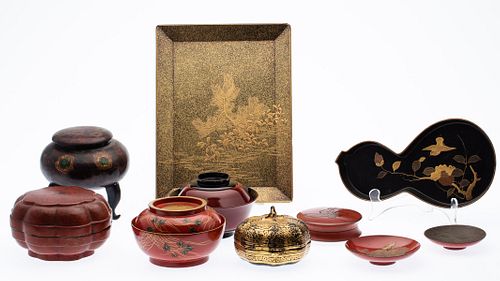 Group of 10 Japanese and Other Lacquer Articles