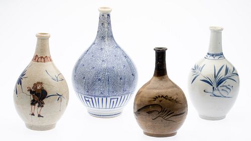 4 Japanese Ceramic Bottles, 19th C and Earlier